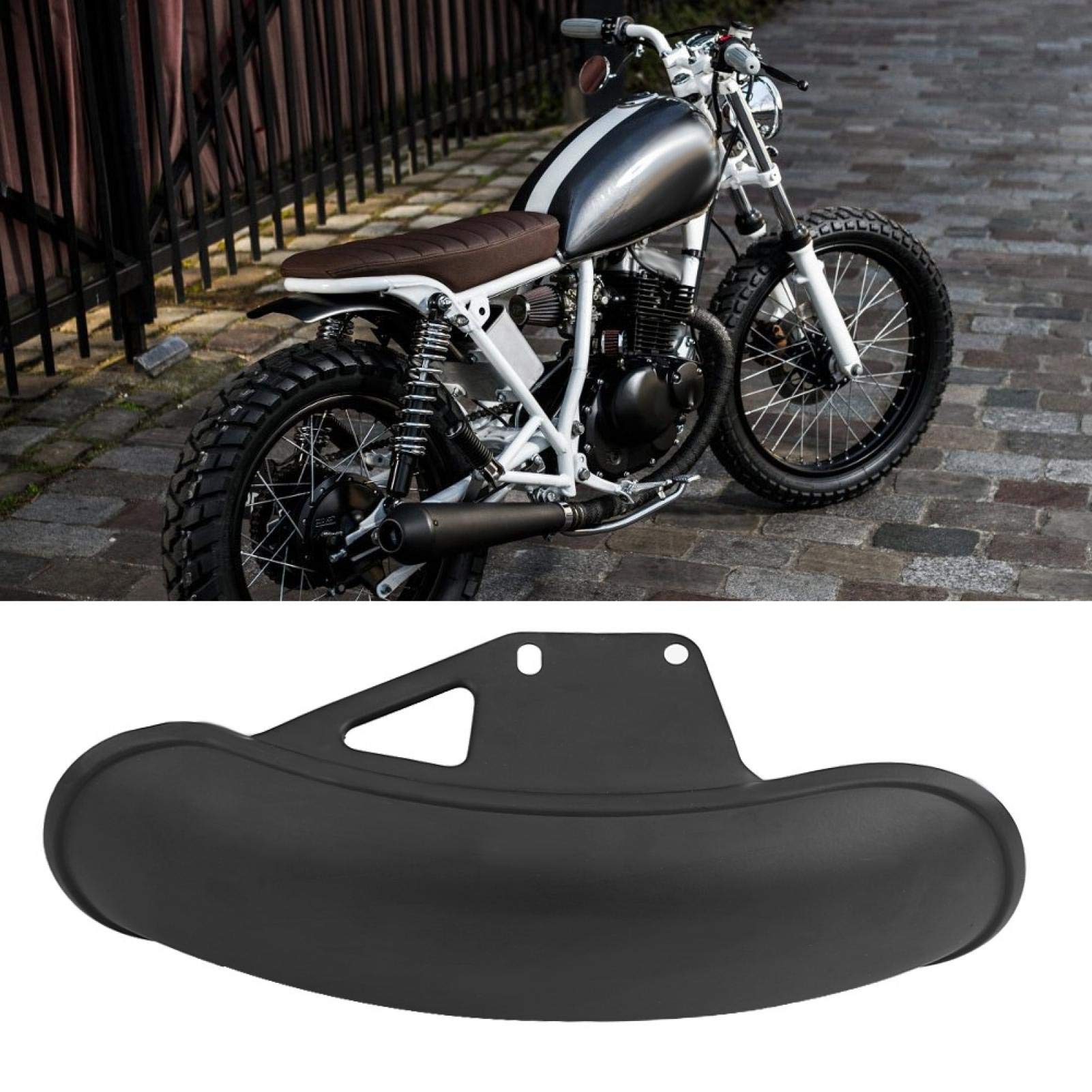 Guardabarros Delantero de Motocicleta Guardabarros de Metal Negro/Cromo Rueda de Montaje Cubierta de Barro Protector Contra Salpicaduras para GN125 GN250(Negro)