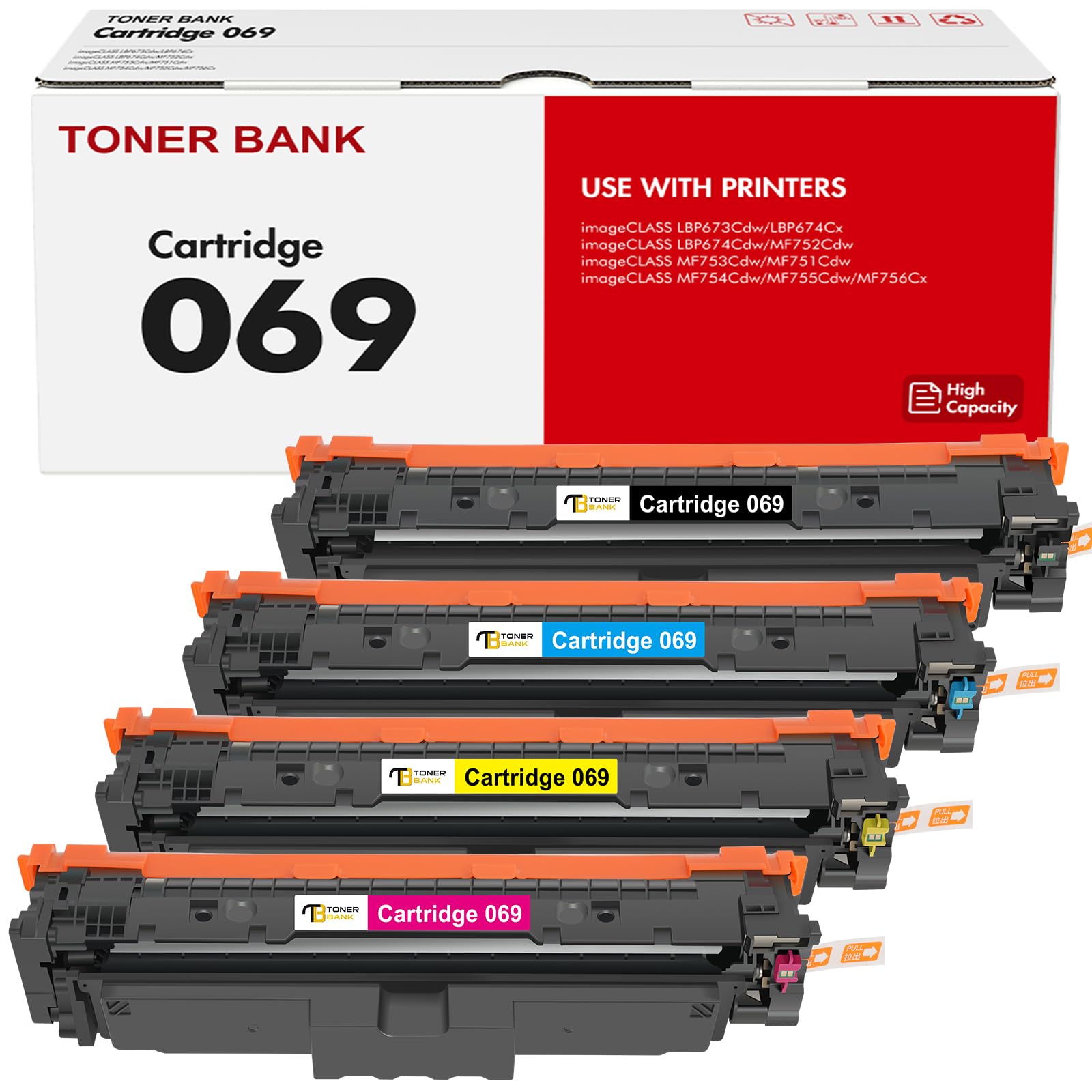 069 Toner Cartridge Set 069H MF753Cdw Compatible Replacement for Canon 069 069H Toner Cartridge for Canon imageCLASS MF753Cdw MF751Cdw LBP674Cdw