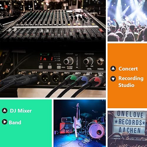 Miniatura 7 de Cable XLR de 50 pies, paquete de 2 cables de micrófono XLR de alta calidad, cable XLR de 3 pines chapado en oro, cable de altavoz macho a hembra,