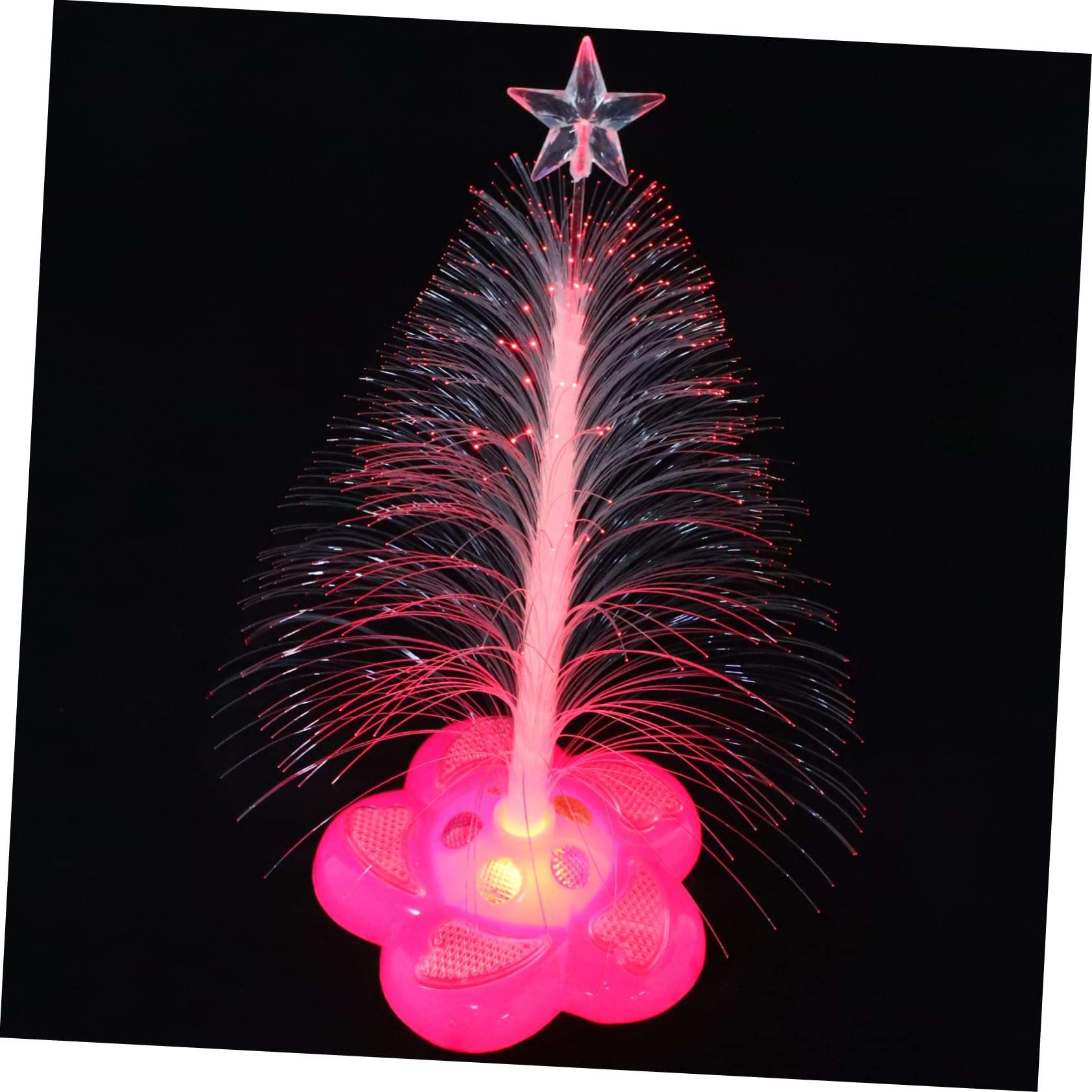 Yardenfun Colorful Fiber Optic Christmas Tree Night Light Sparkling LED Decoration for Home Parties and Weddings No Battery Required Creates Romantic Atmosphere Present