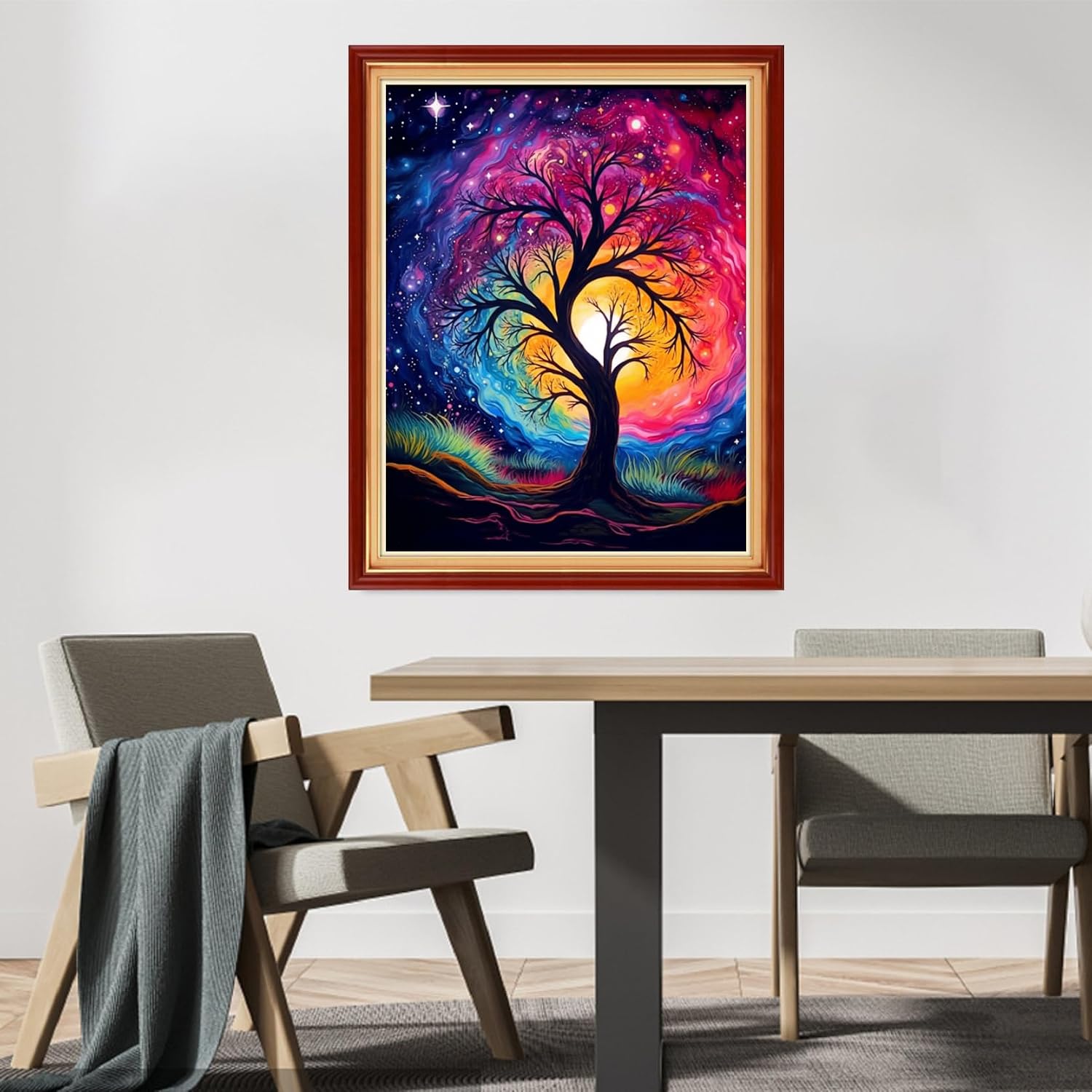 DMCVIVR Stamped Cross Stitch Kits for Beginners Adults Needlepoint Kits for Beginners Embroidery Kits for Adults Crossstitch Kit for Beginners 11CT-Noctilucent Tree 16x20 inchs