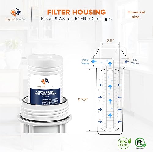 Miniatura 2 de Aquaboon cartucho de filtro de agua de sedimento ranurado, 10 pulgadas x 2.5 pulgadas, para cualquier unidad RO