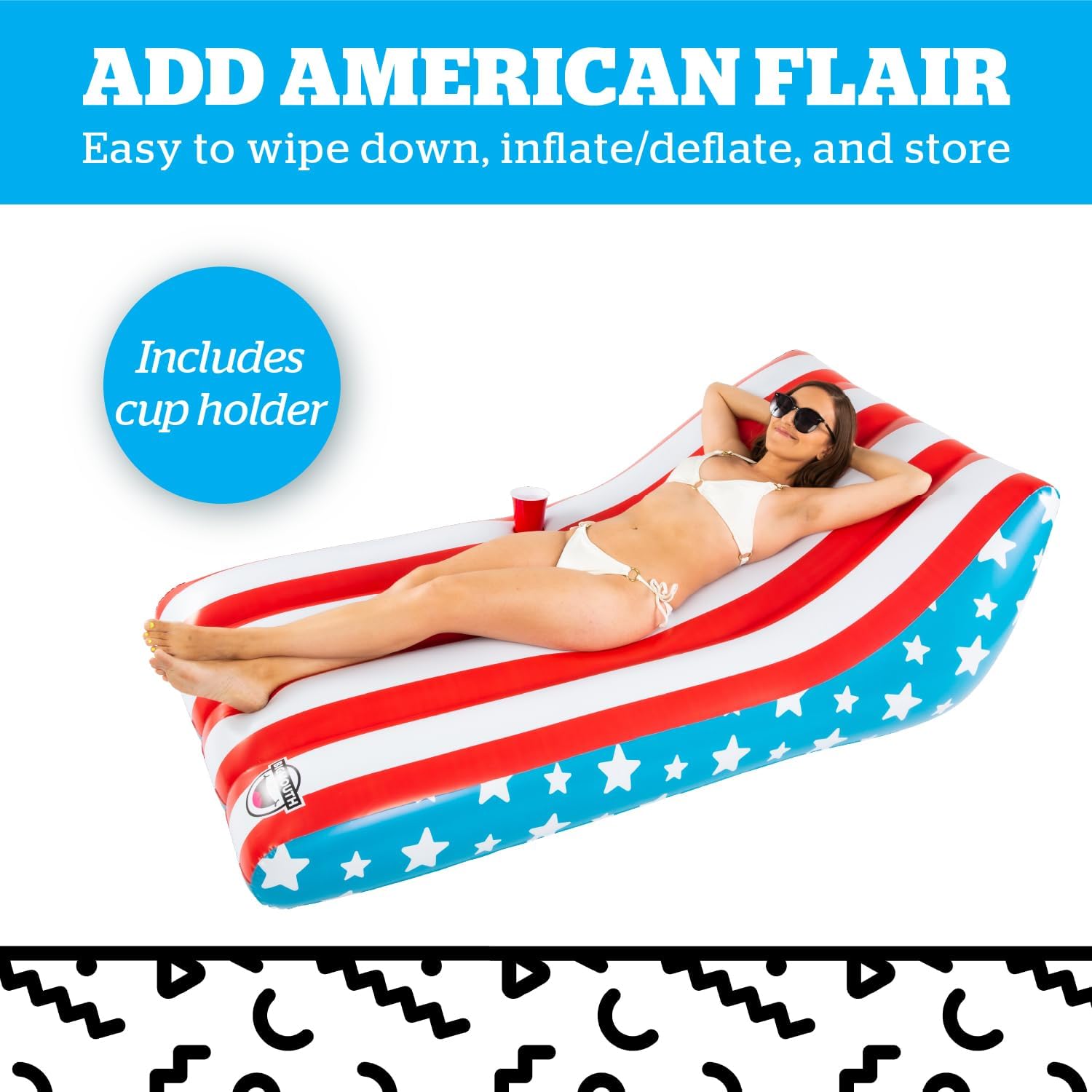 American Lounge Patriotic Pool Raft Float for 4th of July Pool Party