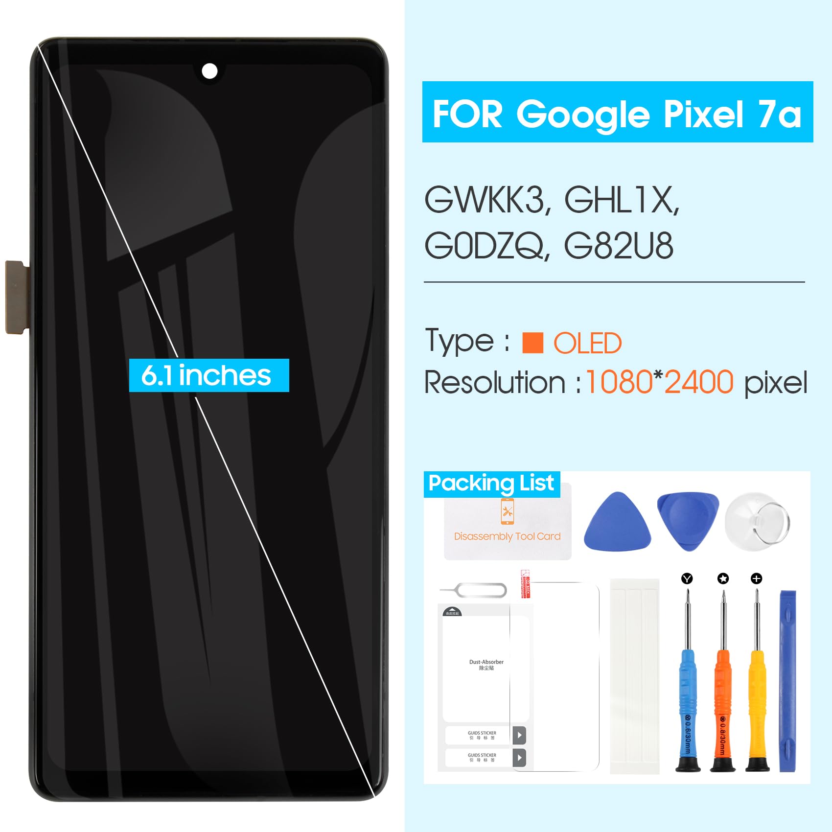 Amazon | Google Pixel 7A LCDスクリーン交換用OLED - Pixel 7A LCD