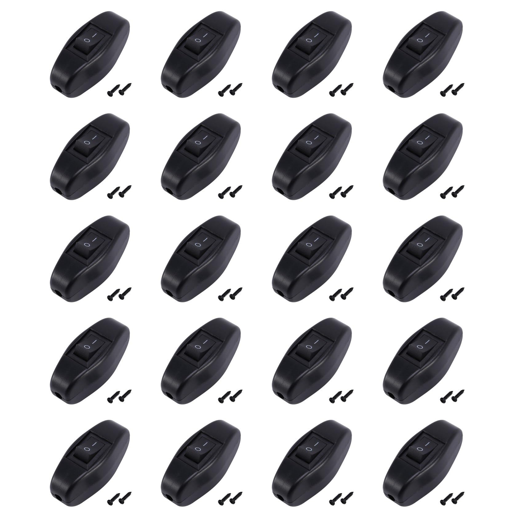 Jnchdghwa Black 20X Bedroom On Off Button In Line Switch 6A/250Vac 10A/125Vac