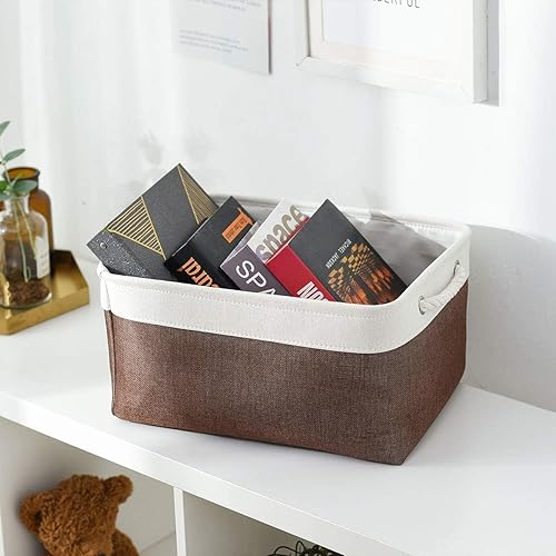 Miniatura 5 de Cesta de organización y almacenamiento para organizar, 16 x 12 x 8 pulgadas, paquete de 4 cubos de almacenamiento de tela, plegables para estantes