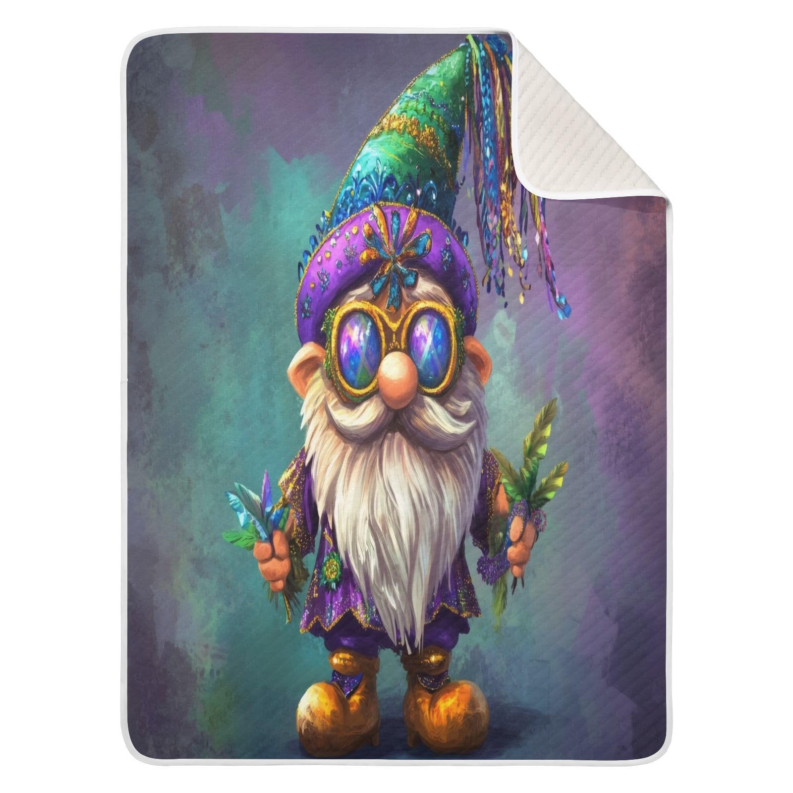 Burbuja Mardi Gras Gnome Baby Blanket for Boys Girls, Nursery Soft Warm Swaddling Receiving Baby Blankets, 30x40 in Toddler Blanket