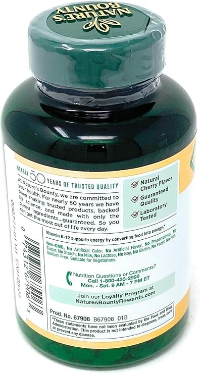 Nature's Bounty Vitamin B-12 2500 mcg, 300 Quick Dissolve Tablets
