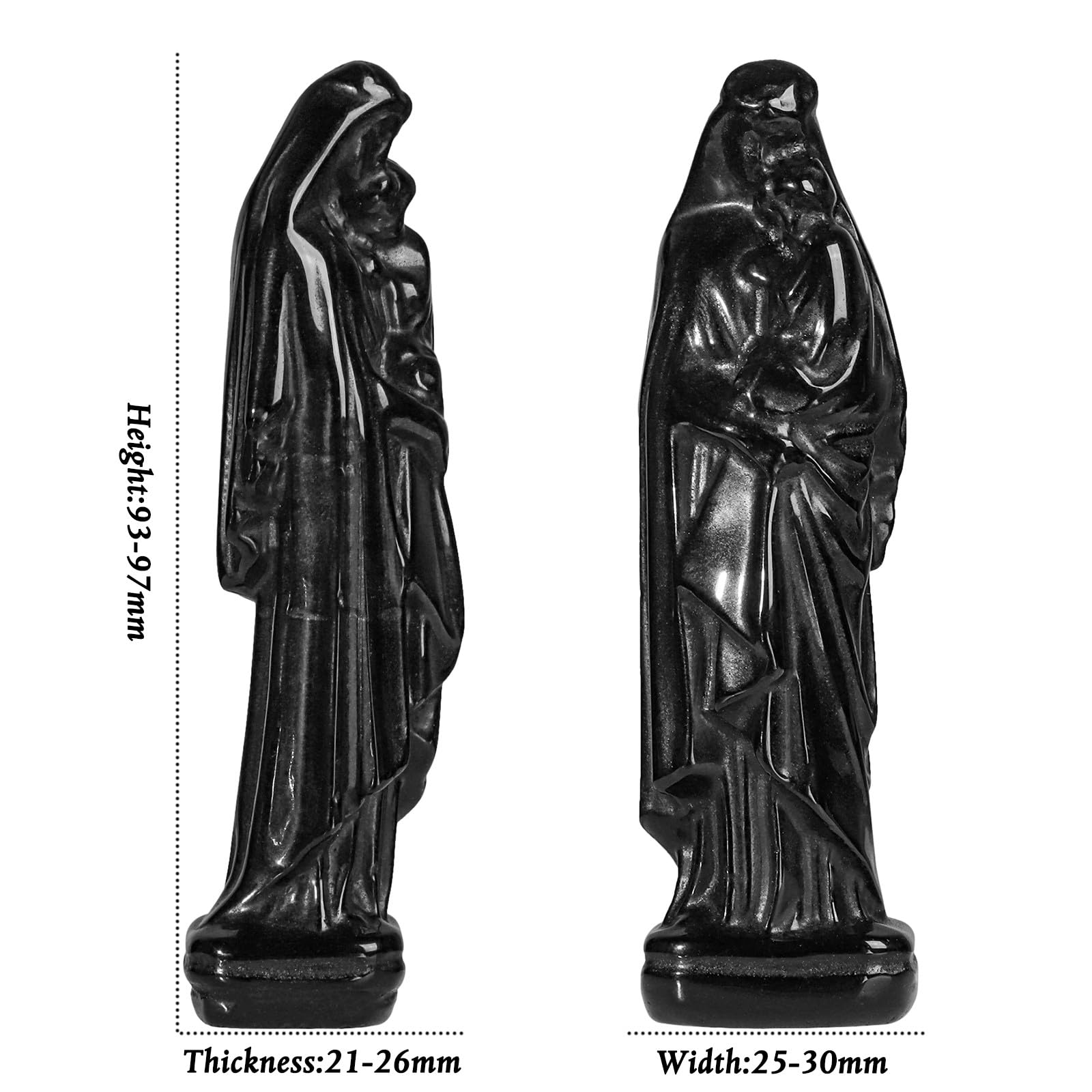 SUNYIK Figura de Madonna y niño de obsidiana negra tallada a mano, Virgen María sosteniendo al bebé Jesús, estatua católica cristiana religiosa para decoración de iglesia en casa y oficina