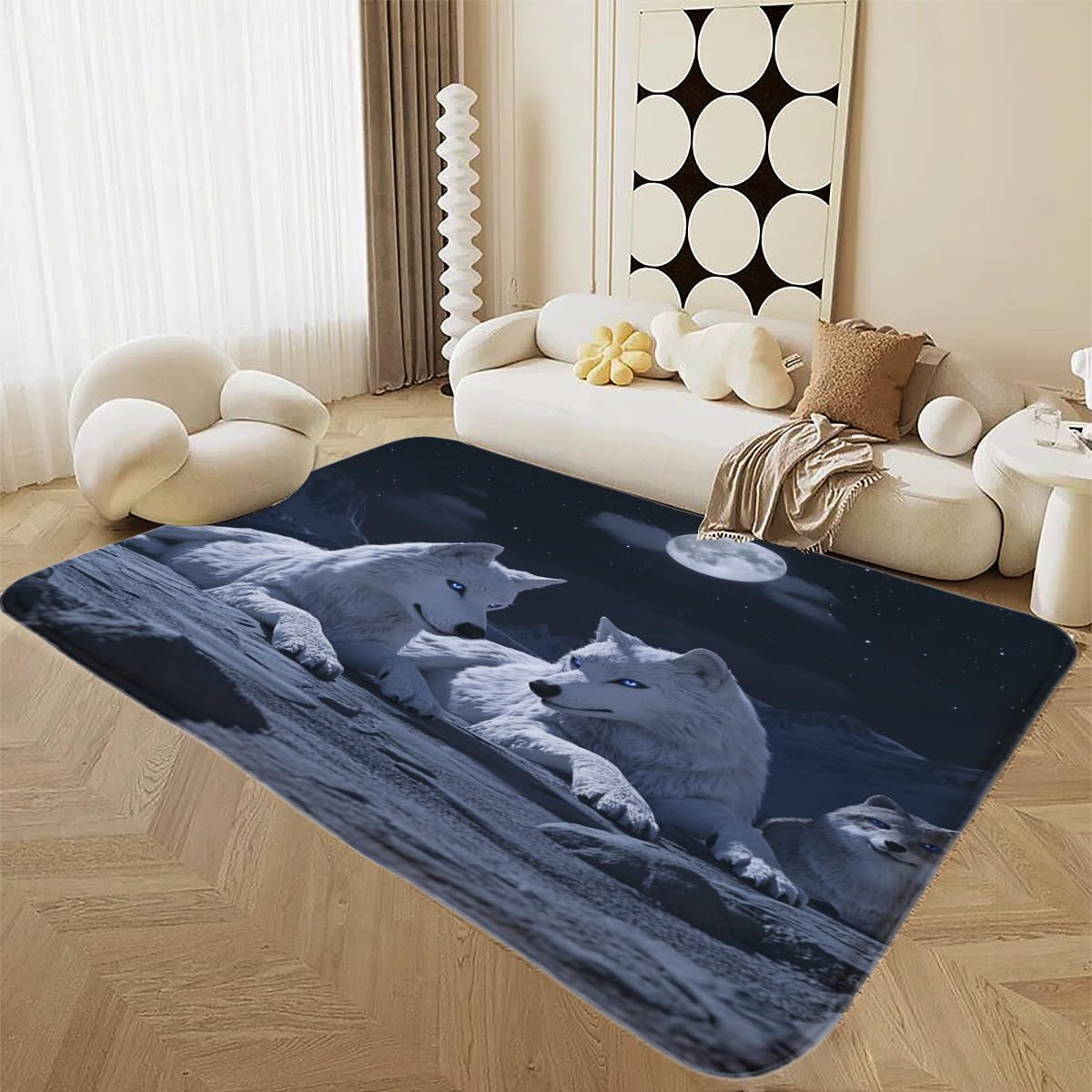 Alfombra suave Wölfess decorativa con base antideslizante para proteger el suelo del comedor