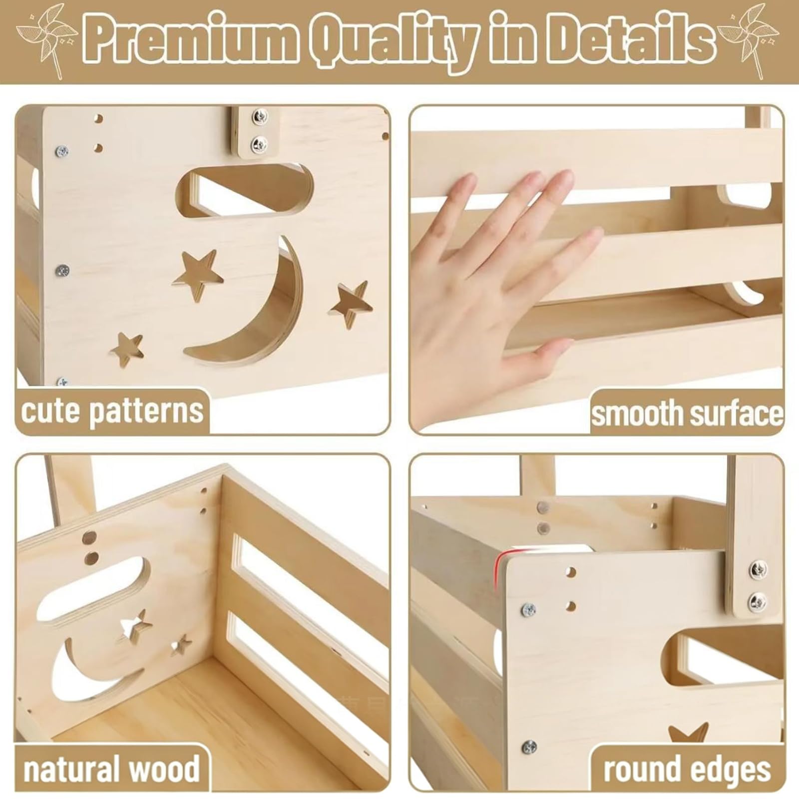 Holz Babyparty Kiste Kleiderbügel Praktische Baby mit Griff, Kinder Kleiderbügel und Girlande -Aufbewahrungskiste Bambus-Dekorbox Mehrzweck Babyparty Geschenkkorb für Schwangere Neue Eltern