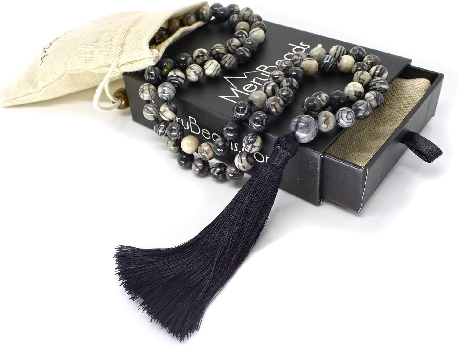 Collar de cuentas Mala de 0.315pulgadas de alta calidad, collar Mala de Japa Mala, 108 Mala para meditación, collar de meditación de mantra, collar