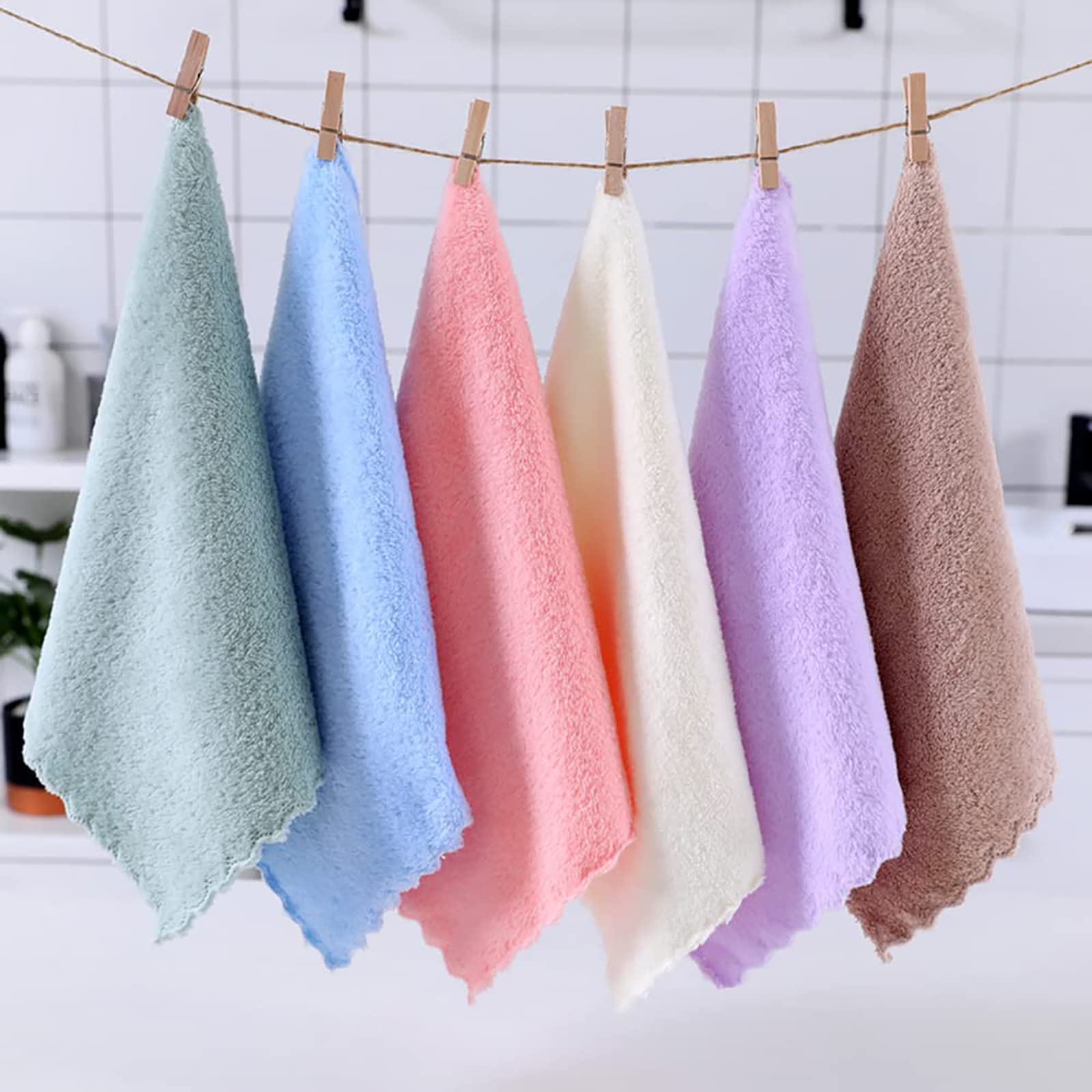 12 Pack Baby Washcloths, 25 x 25 CM Coral Fleece Washcloths, Extra Absorbent and Soft Wash Cloth for Infants Sensitive Skin