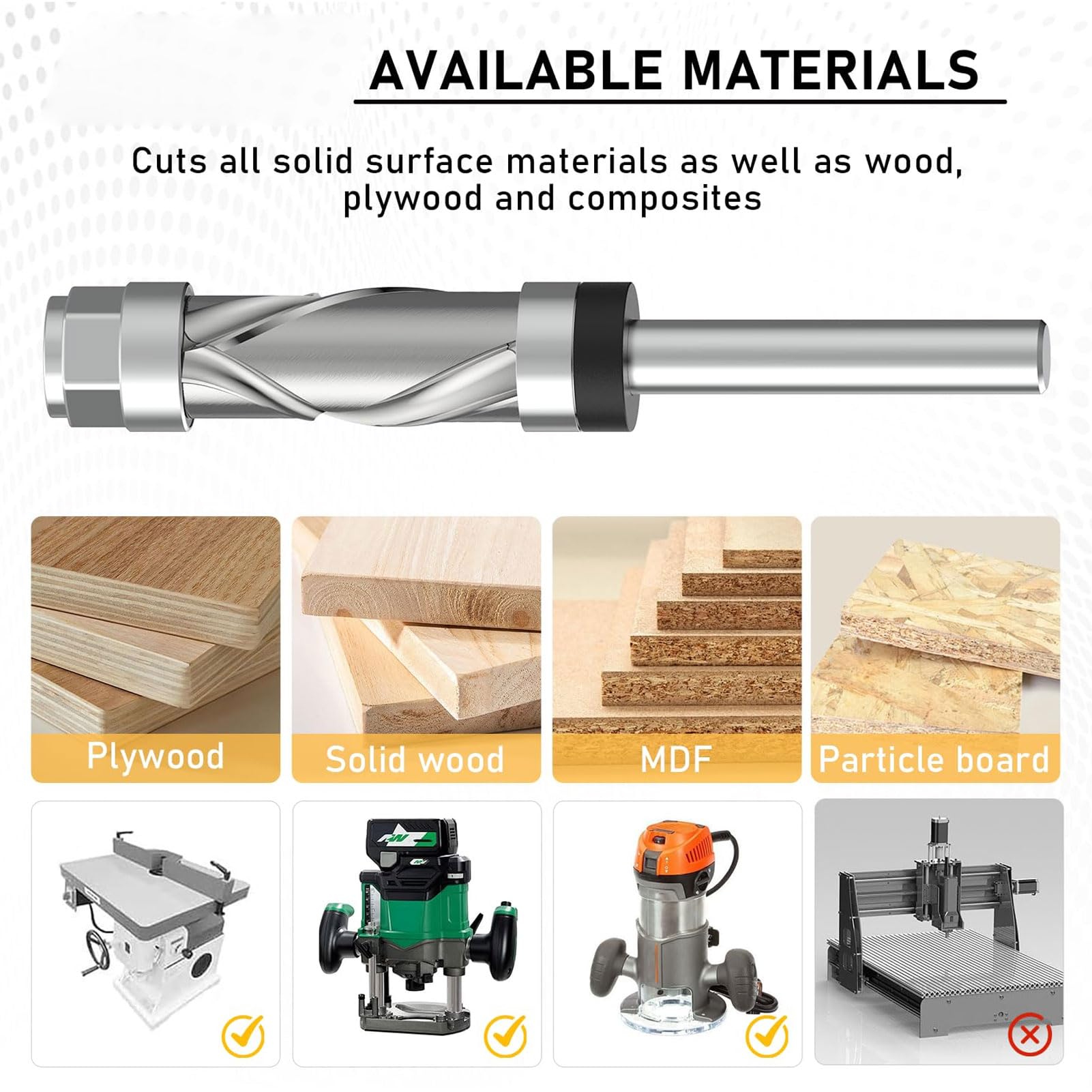 Garosa Bib Router a Filo Bit di Compressione in Carburo Bit per il Taglio in Legno su Particelle di Bordo Mdf in Compensato