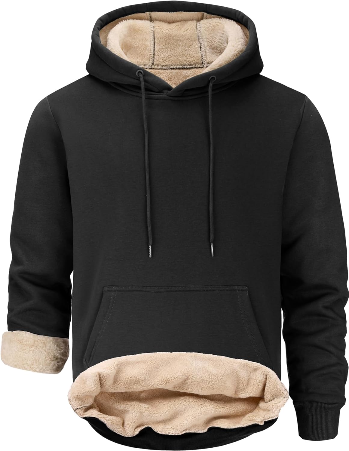 Peakwell Men's Sherpa Lined Hoodie Winter Fleece Warm Pullover Casual Long Sleeve Hooded Sweatshirts