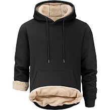 Mens Sherpa Lined Hoodie Pullover Casual Hooded Sweatshirts | Sherpa Fleece Lined, Heavyweight Fabric, Soft, Warmth, 3-Pannel Hoodie, Kangaroo Pocket, Double Stitched Cuffs & Hem