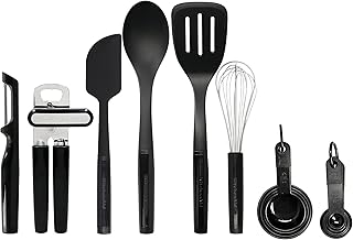 KitchenAid Conjunto de utensílios de cozinha de 15 peças, resistente ao calor e pode ser lavado na lava-louças – ônix preto