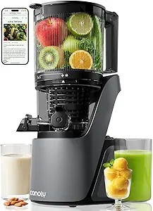 Canoly C16 Cold Press Juicer, 6" Extra Wide Feed Chute, 3-IN-1 Strainers (Juice & Sorbet & Nut Milk), Powerful AC Brushless Motor, Self Precut System, Juicer Machines with BPA-Free (Space Gray)
