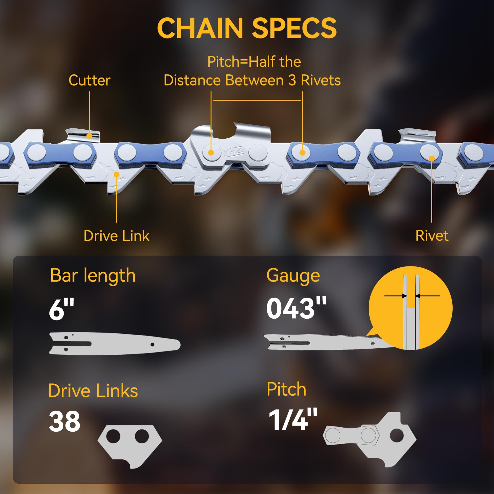 まくりん Amazon.com: KAKEI 6 Inch Chainsaw Chain 3/8