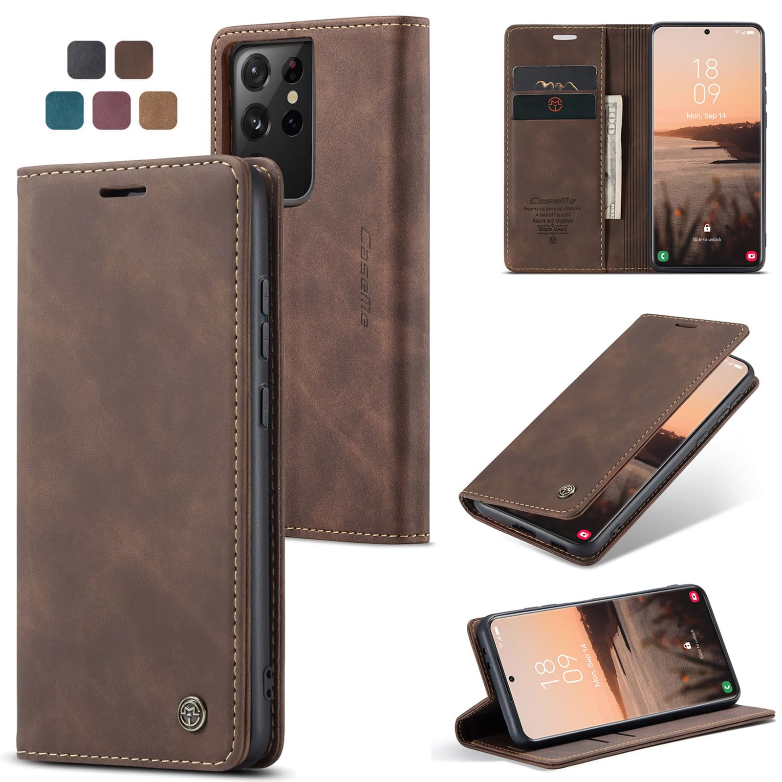 owlhold Handyhülle für iPhone klapphülle Premium hülle Weiches Vintage-Nubukleder Lederhülle