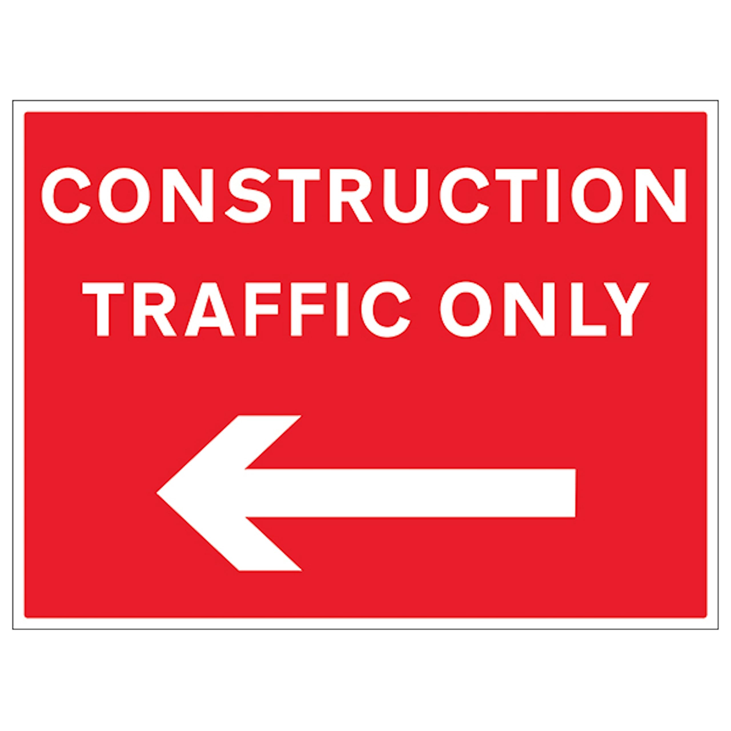 V Safety Construction Traffic Arrow Left 600 x 450 mm - 3mm Reflective Aluminium Composite Safety Sign, White