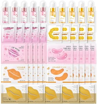 45PCS Skincare Set for Teenage Girls,Korean Skincare Set,Teenage Girl Gifts & Pamper Gifts for Women with Sakura & Vitamin C Serums,Mud Masks,Lip & Eye Care,Complete Skin Care Set for Travel & Gifting