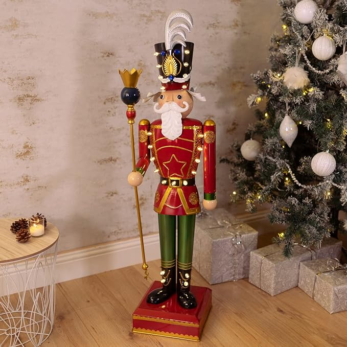 Marco Paul Traditional Metal Christmas Giant Nutcracker Statue with 23