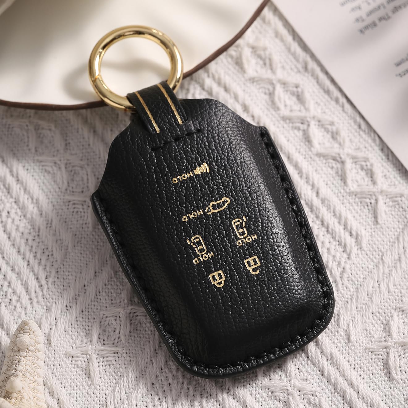 Amazon.com: Hontumax Premium Leather 6-Button Key Fob Cover Case