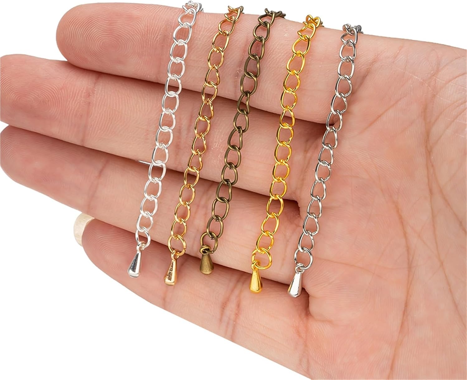 Jewelry Extenders 80pcs Metal Lobster Clasps Adjust Chain Connector Bracelet Necklace(White K,7cm)