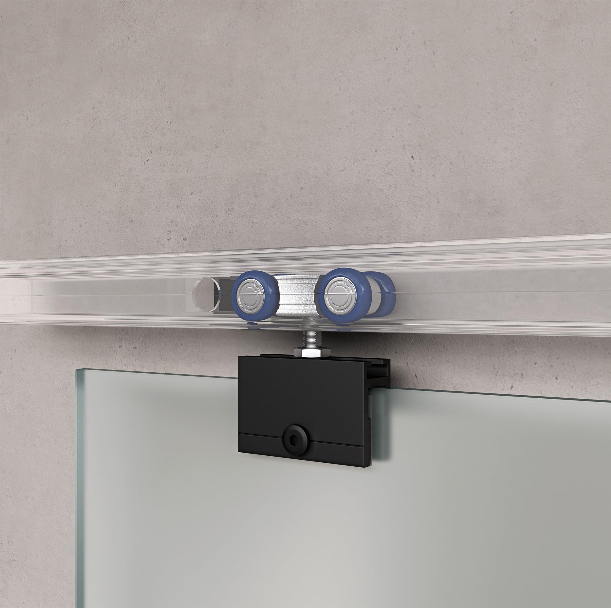 doporro Glasschiebetür Komplettset Softclose 102,5x215cm ESG Vollsatiniert | 15mm Wandabstand | Schiebetür mit 8mm ESG-Sicherheitsglas | Zimmertür Glas mit Schwarz Stangengriff | Amalfi-plus 14H
