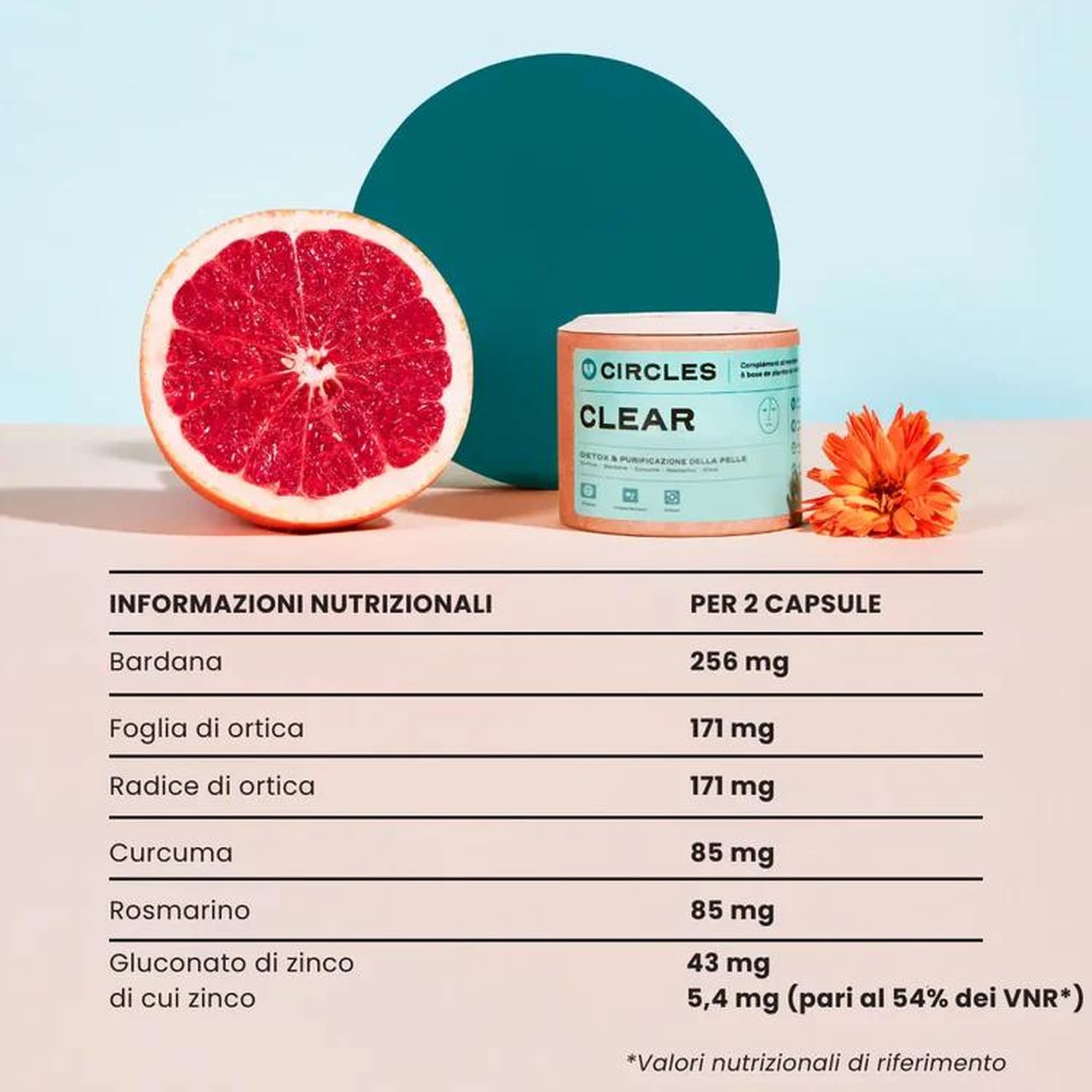 Circles CLEAR + BALANCE Duo Donna - Acne Ormonale & Equilibrio Ormonale - Zinco + Magnesio Bisglicinato + Agnocasto Bardana Rodiola - Post-Pillola SPM Ciclo Femminile - 120 Capsule Vegan Francia