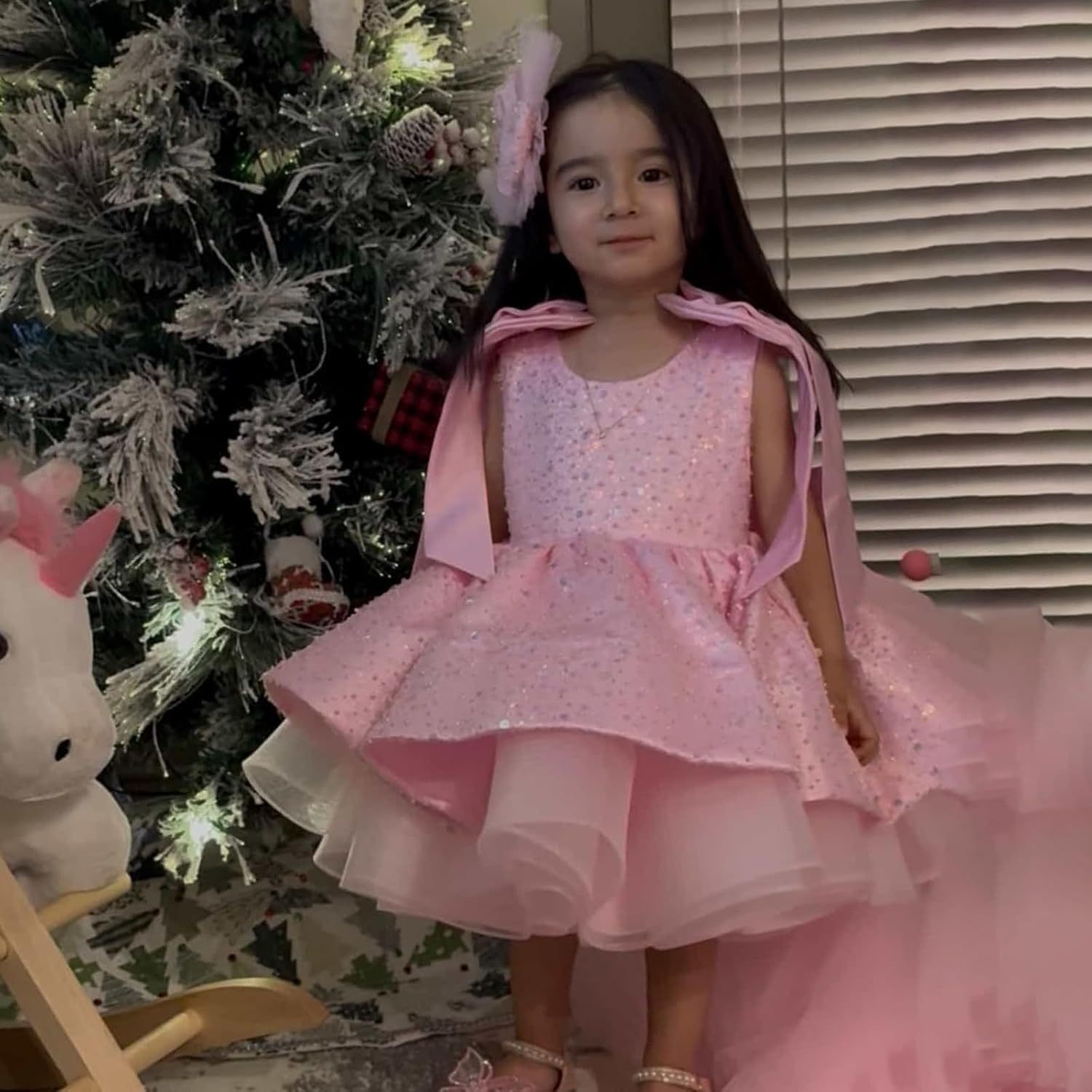 Fairy Tale Tutu Dress for Girls – Sparkly Party Dress with Sequin Bow Headband for Birthdays and Celebrations - Image 4