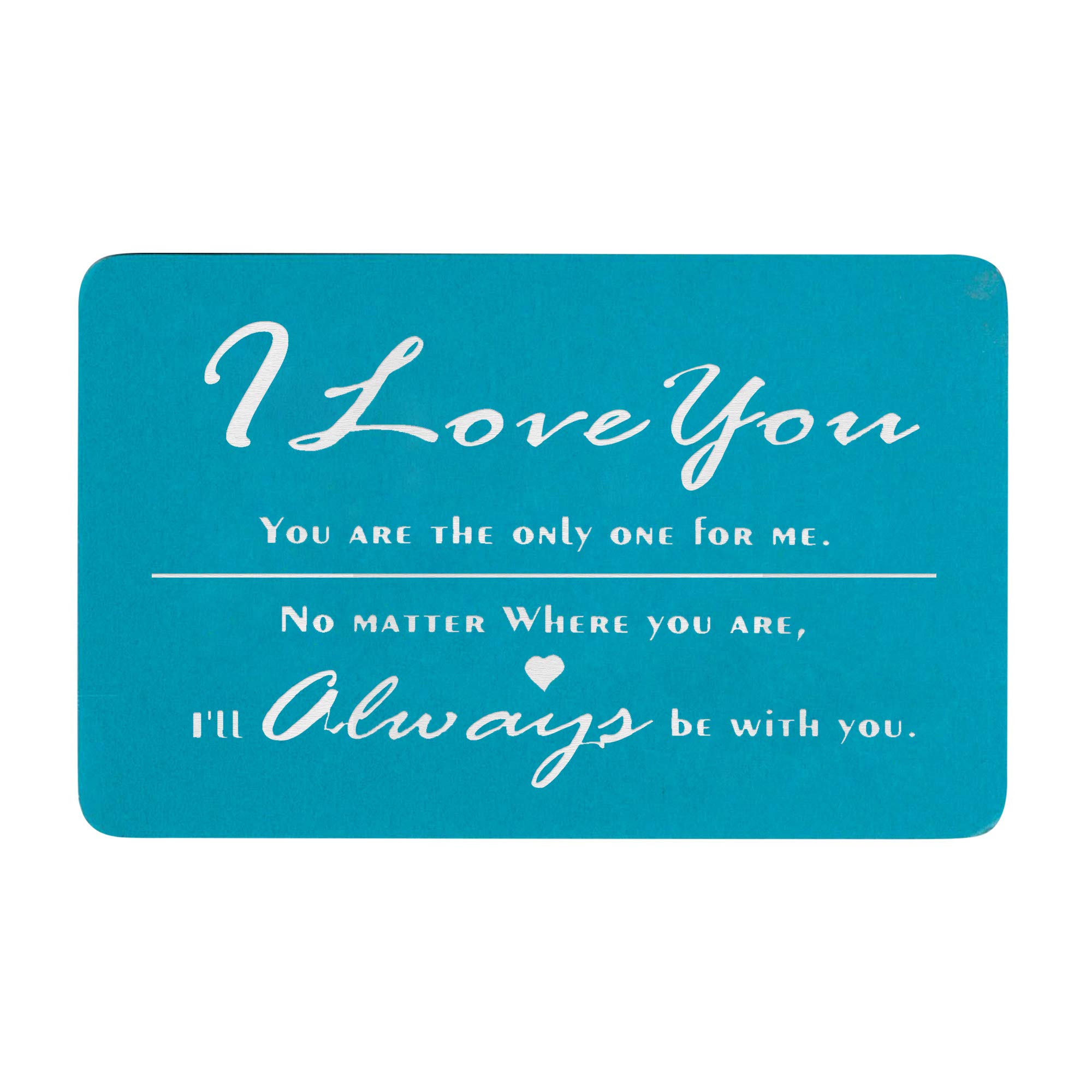 Love You Always Text Message Laser Engraved Metal Wallet Mini Insert Card Handmade Note To Husband Wife - Blue
