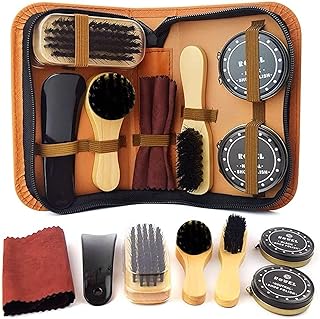 Dolemay 8 PCS Shoe Polish Kit,Portable Travel Shoe Shine Brushes Set with Zipper Bag Care Shoe Shine Tools,Design for Long...