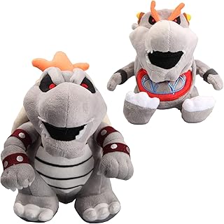 uiuoutoy 10'' Dry Bowser & 7'' Dry Bowser Jr Grey Bone Koopa Plush Set of 2 pcs