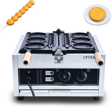 Commercial 2 In 1 Waffle Maker/10 Yen Coin Waffle Maker/1.5kW Waffles on a Stick Maker/Stainless Steel/50-300C Temp Control/Non-Stick Teflon Coating