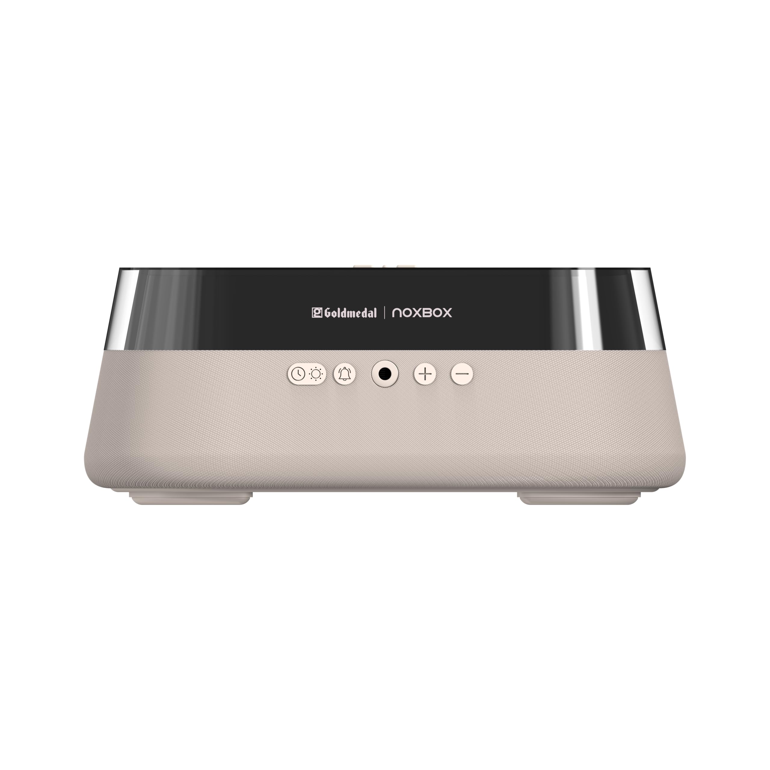 Goldmedal Noxbox Wireless Charger + Radio - Wireless Charging, Bluetooth Speaker, Marquee Horse Lamp, Alarm Clock, Pack of 1 - Beige