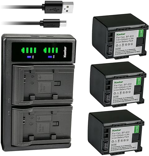 Miniatura 8 de Kastar Cargador de batería USB LTD2 compatible con Canon BP-820 BP820, batería BP-828, cargador Canon CG-800 CG800, Canon XF400, XF405, XA10, XA11,
