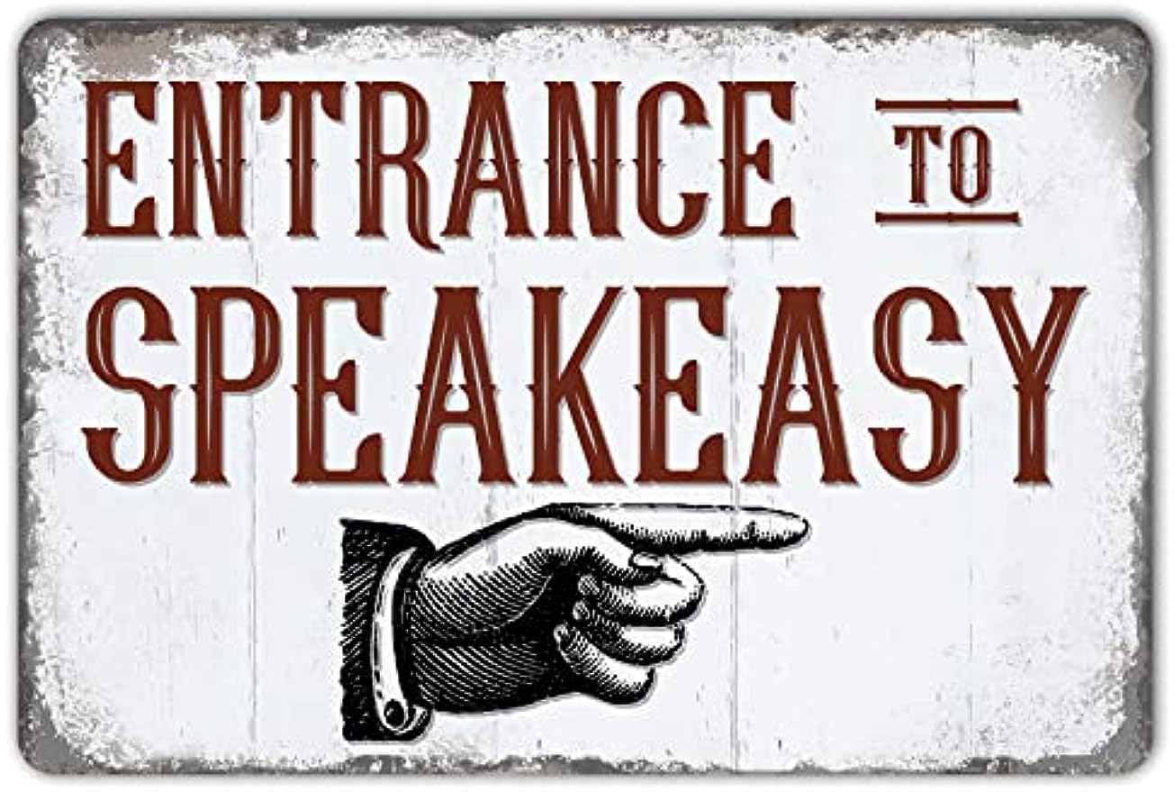 Liantsh 06 Vintage Entrance To Speakeasy Metal Tin Sign Decor Speak Easy Signs Great Gatsby Prohibition Decorations Rustic Farmhouse Roaring 20S 1920S Mugshot Wall Art 8 X 12 Inch