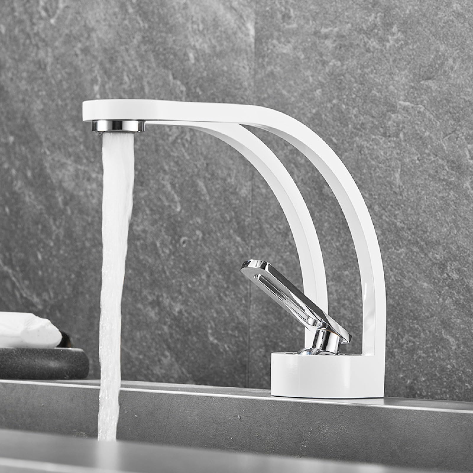 Fanjubei Silver All-Copper Bathroom Washbasin Faucet