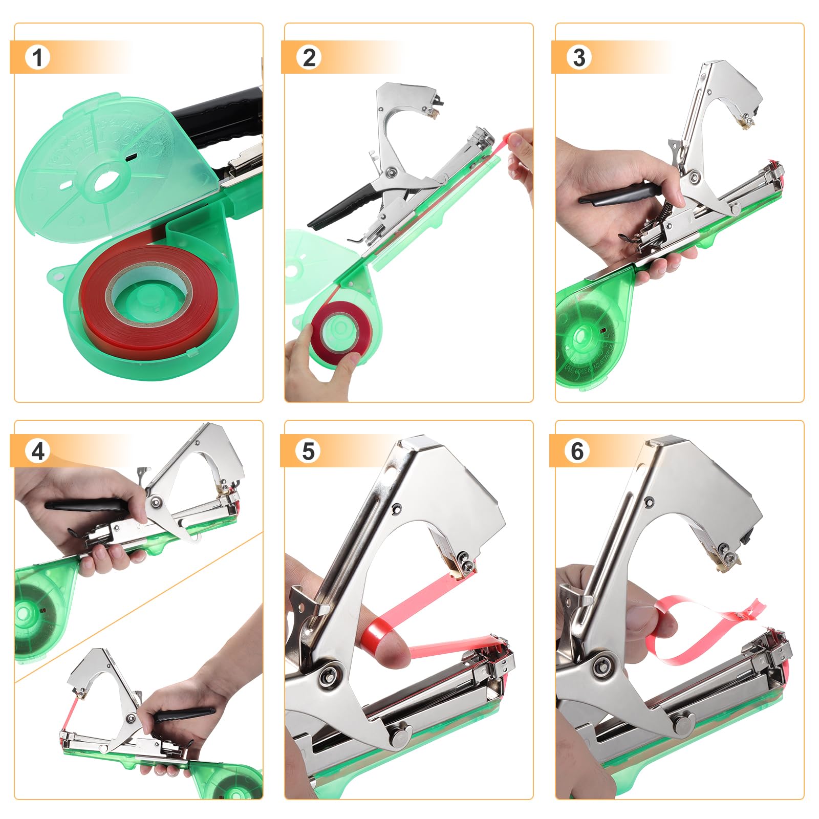 Legatrice per Piante, Attrezzi Orto Pinza Legatrice, Legatrice per Pomodori, Tying Macchina per Vigneto con 20 Rotoli di Nastro ed 1 Scatola di Graffette