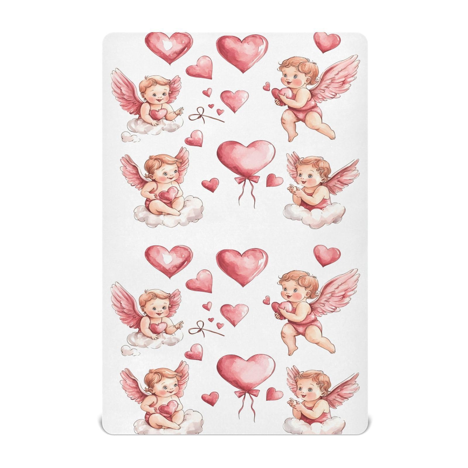 Crib Sheets for Boys Valentine Cherub Baby Girl Sheets,Neutral Mini Crib Mattress Sheets,Crib Mattress 52 * 28 * 9In