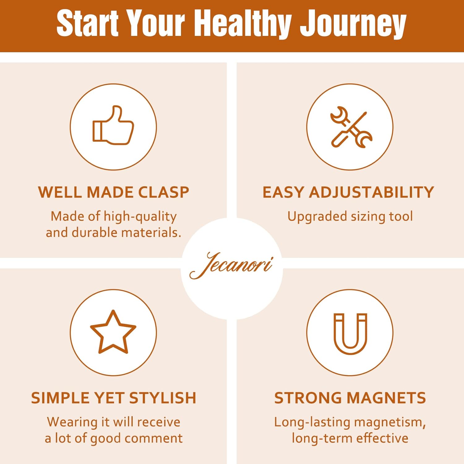 Jecanori Pure Copper Bracelets for Women, Colorful Turquoise Magnetic Bracelets for Women with 3800 Gauss Ultra Magnets and Sizing Tool - Image 8