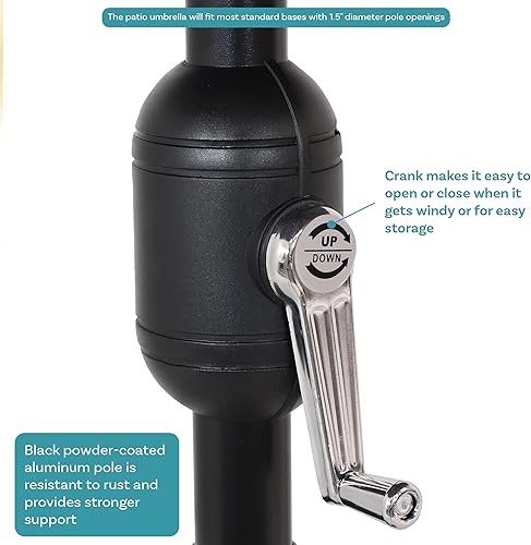 Miniatura 32 de Sunnydaze Sombrilla de patio al aire libre de 7.5 pies, sombrilla de poliéster con botón de inclinación y manivela, 8 varillas resistentes, color