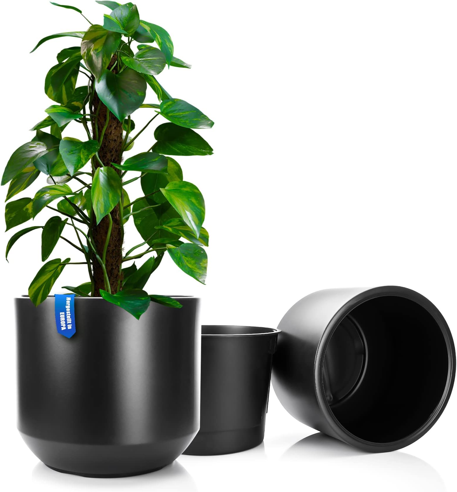 BigDean 3X Blumentopf Style ø 40 cm anthrazit mit herausnehmbaren