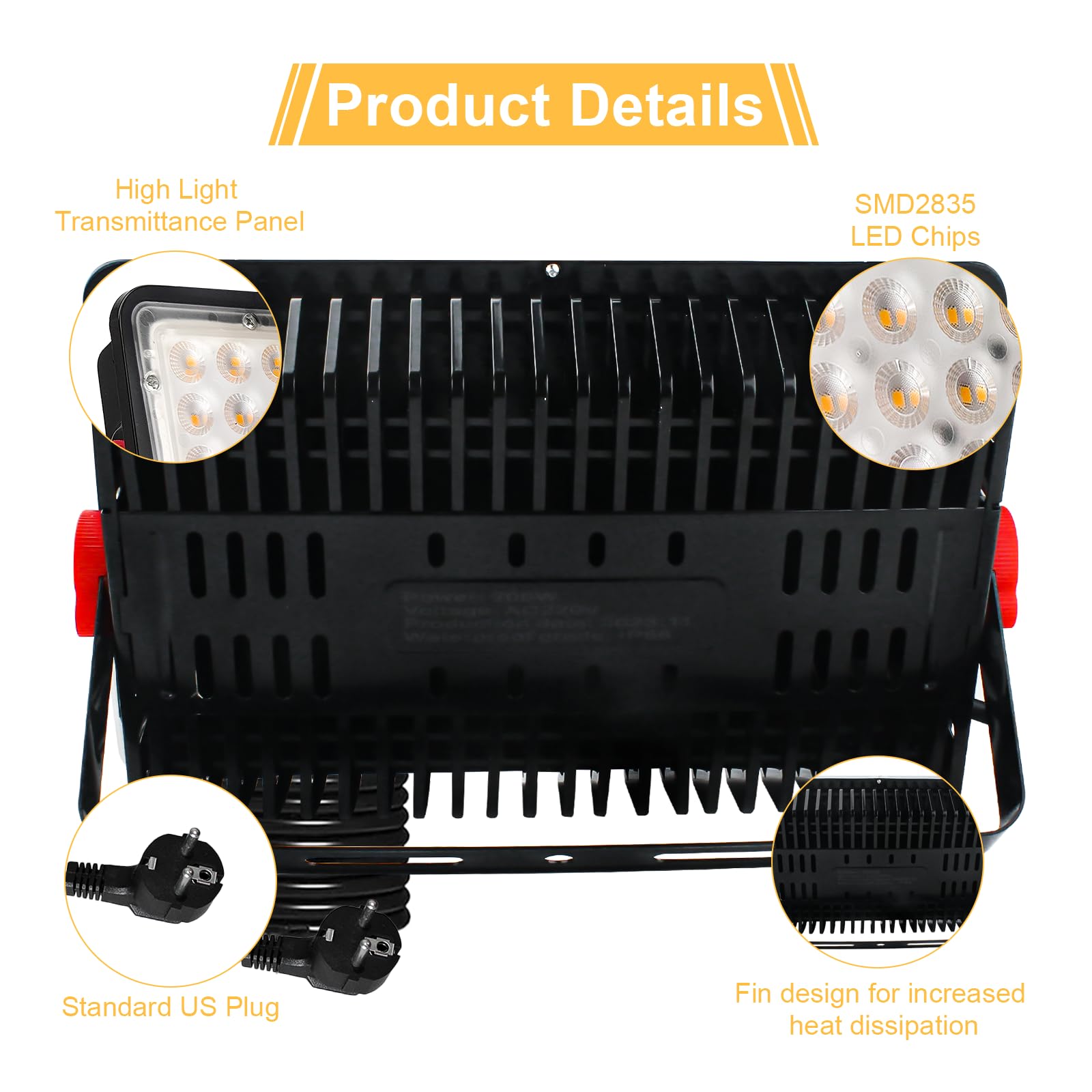 200W LED Strahler Außen, 2 Stück 20000LM Led Strahler Warmweiß | Superhell 3000K Led Scheiwerfer Flutlicht IP66 Wasserdicht led Außenstrahler für Garten Innenhof Auffahrt Korridor Rasen