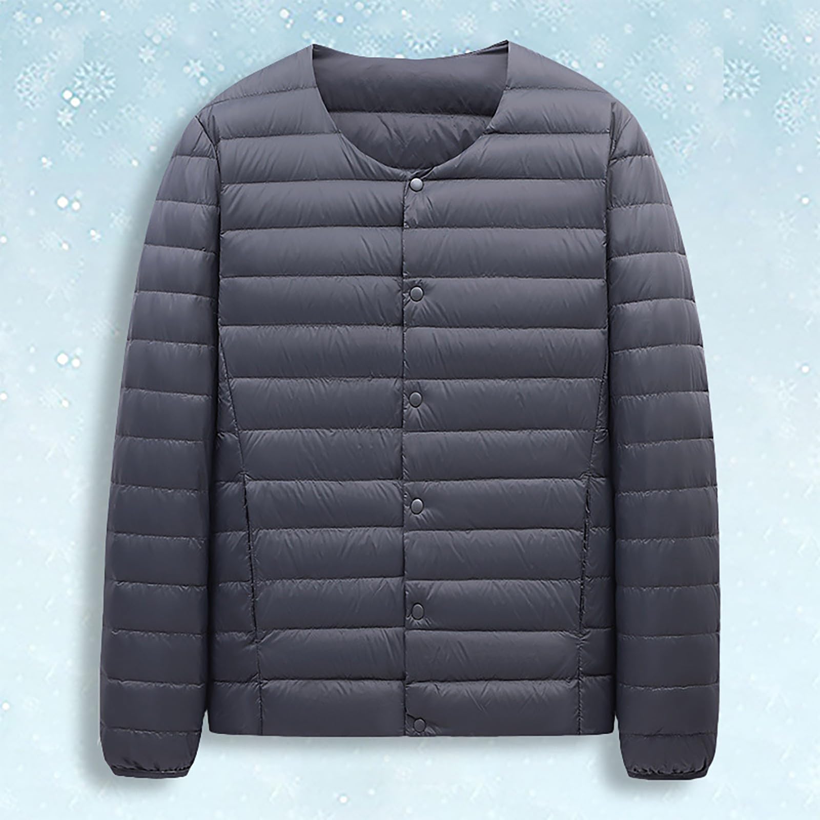 Genérico Chaqueta Acolchada Ligera Hombre, Abrigo Hombre Invierno con Capucha,Chaqueta De PlumóN Ligera Y CáLida con Cuello En V Corto para Hombre
