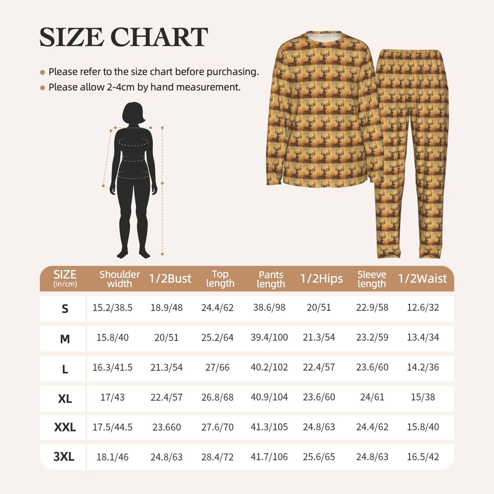 Wild Deer Stampa Donne Manica Lunga Pigiama Abbinamento Quotidiano Confortevole Loungewear Abiti Da Notte