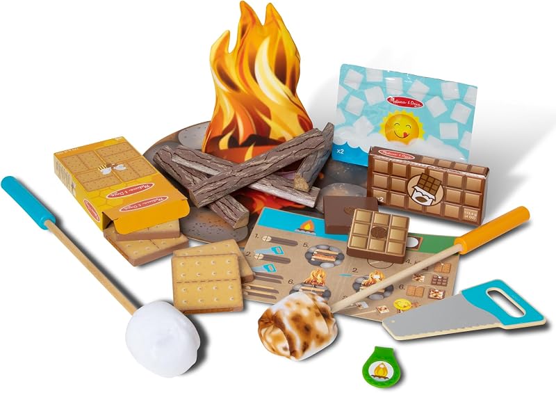 Let's Explore Campfire S’mores Set with Toy food & Kids Play Kitchen Accessories, Preschool Learning Toys for Girls & Boys 3+