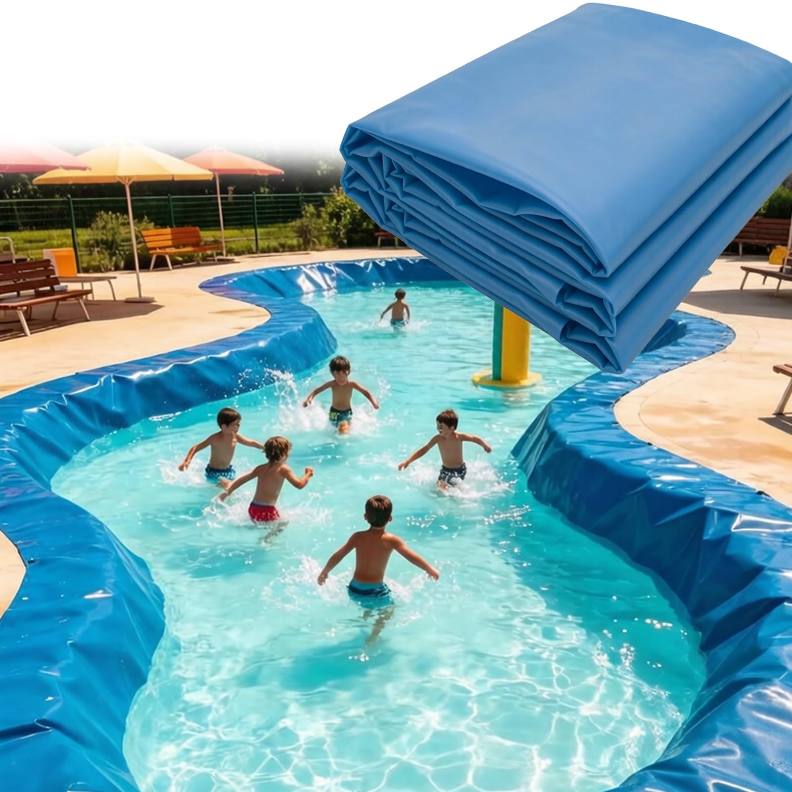 Rivestimento per laghetto da 0,16 mm blu flessibile per ruscelli, fontane, cascate e laghi artificiali (4 x 10 m) e copertura impermeabile per laghetto da giardino